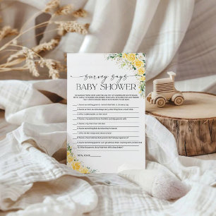 Tarjeta de Juego de Encuesta de Baby Shower Floral