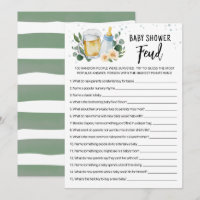 Tarjeta de juego de feud de Baby Shower de Greener