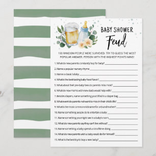 Tarjeta de juego de feud de Baby Shower de Greener