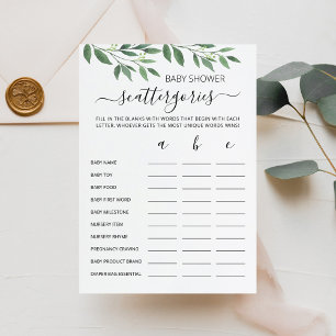 Tarjeta de juego de fiesta Baby Shower Scattergori