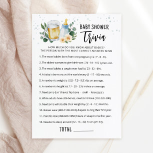 Tarjeta de juego de fiesta Baby Trivia Baby Is Bre