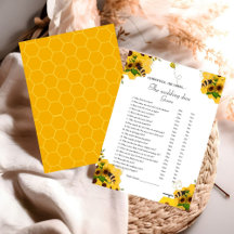 Tarjeta de juego de fiesta de Boda de abeja amaril