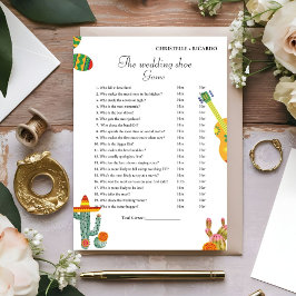 Tarjeta de juego de fiesta de Boda de Cactus mexic