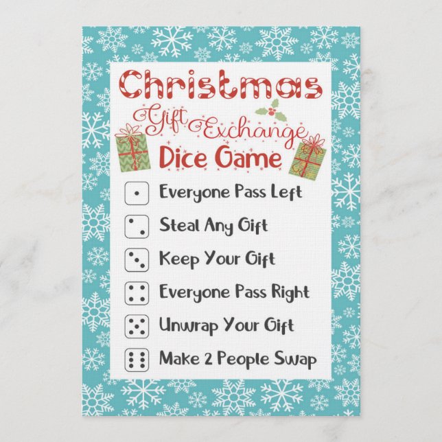 Tarjeta de juego de fiesta de Navidad sucia de San (Anverso)
