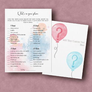 Tarjeta de juego de Fiesta de revelación de género