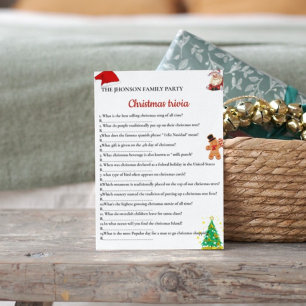 Tarjeta de juego de fiesta para navidades familiar