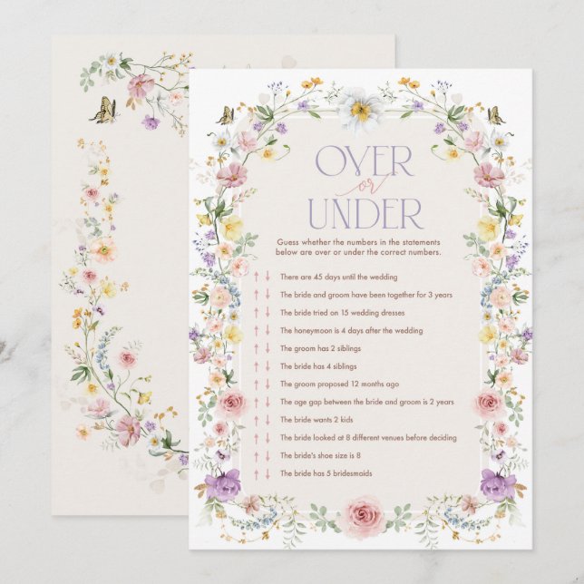 Tarjeta de juego de flores silvestres sobre o deba (Anverso / Reverso)