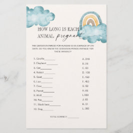 Tarjeta de juego de gestación animal para fiesta d