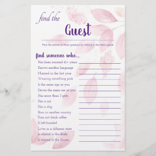 Tarjeta de juego de hojas de acuarela rosadas para