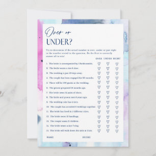 Tarjeta de juego de invitados para ducha de novia