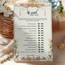 Tarjeta de juego de la ducha de novia Floral Él di