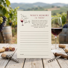 Tarjeta de juego de memoria Vino Befor Vows para d