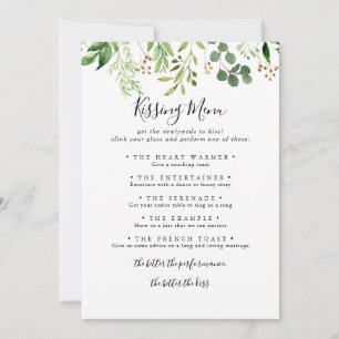 Tarjeta de juego de menú de besos de boda simple d