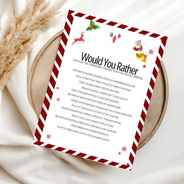 Tarjeta de juego de Navidad '¿Qué prefieres?' (Subido por el creador)