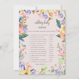 Tarjeta de juego de nombres de bebé de celebridade