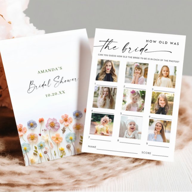 Tarjeta de juego de novias Pastel Pink Boho Wildfl (Subido por el creador)