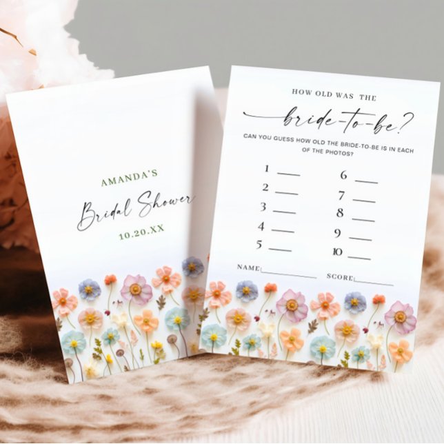 Tarjeta de juego de novias Pastel Pink Boho Wildfl (Subido por el creador)