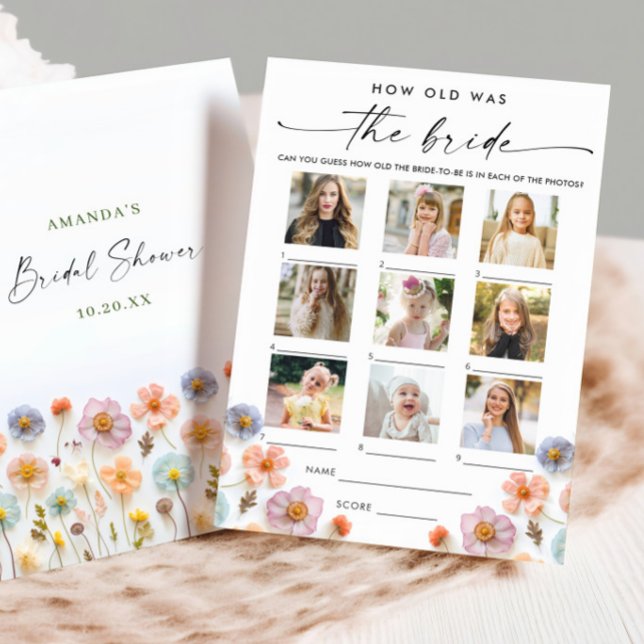 Tarjeta de juego de novias Pastel Pink Boho Wildfl (Subido por el creador)