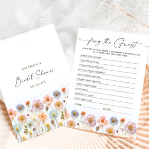 Tarjeta de juego de novias Pastel Pink Boho Wildfl