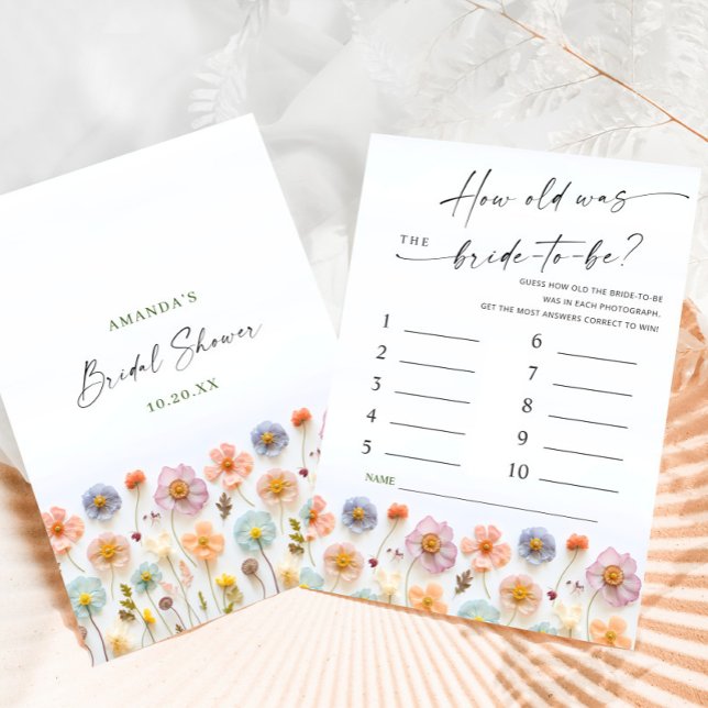 Tarjeta de juego de novias Pastel Pink Boho Wildfl (Subido por el creador)