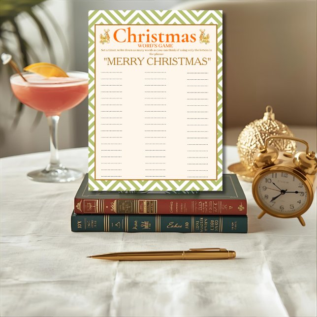 Tarjeta de juego de palabras de Navidad tropical (Tropical Christmas Word game card)