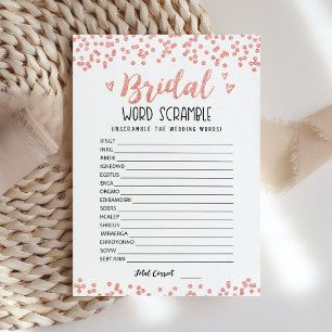 Tarjeta de juego de palabras desordenadas de boda