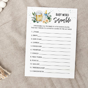 Tarjeta de juego de palabras desordenadas para bab