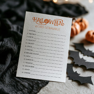 Tarjeta de juego de palabras revueltas de Hallowee