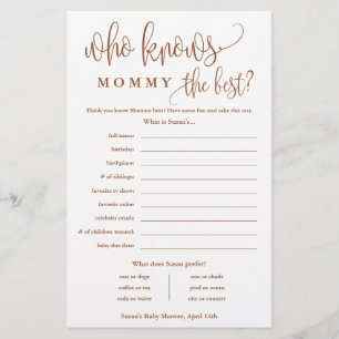 Tarjeta de juego de papel para baby shower de Terr