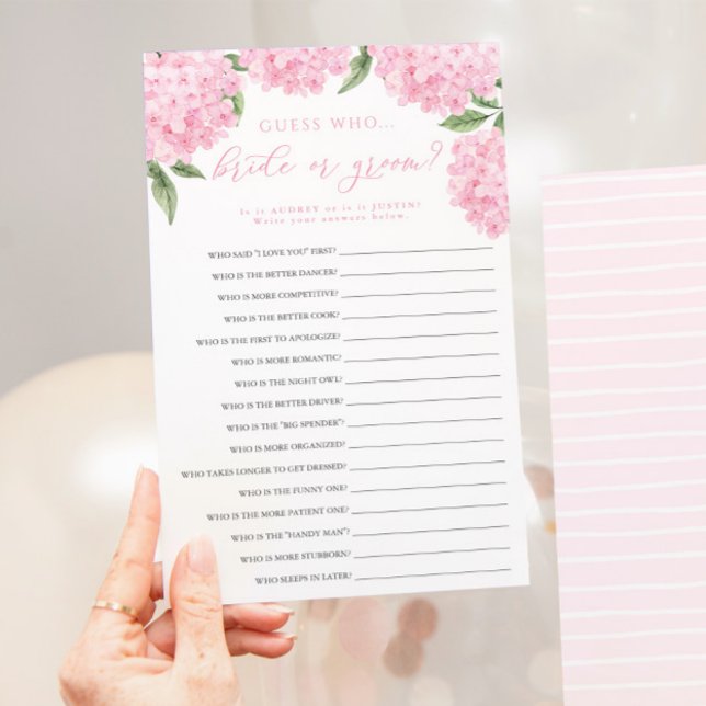 Tarjeta de juego de papel rosa Hydrangea Bride o G (Subido por el creador)