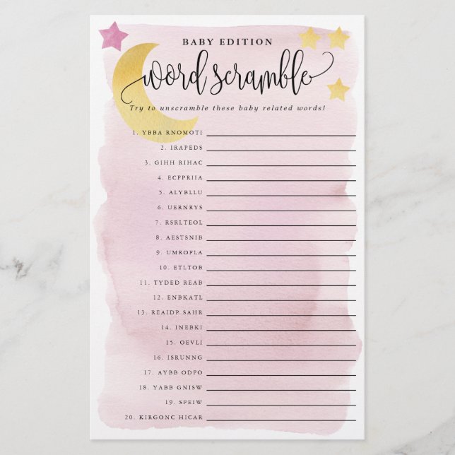 Tarjeta de juego de papel rosa sobre la luna - Pal (Frente)