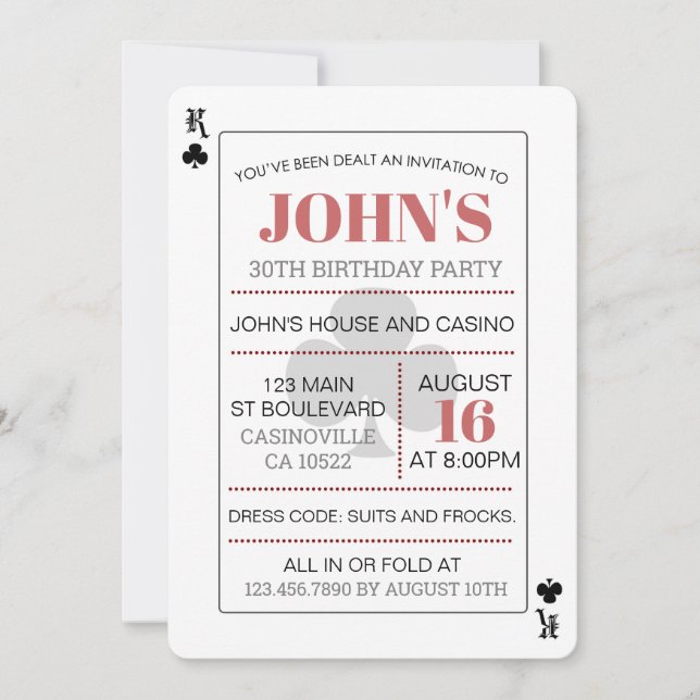 Tarjeta de juego de póquer del Casino King of Club (Anverso)