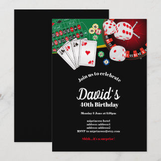 Tarjeta de juego de póquer, invitación al fiesta d