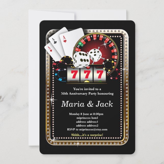 Tarjeta de juego de póquer, invitación al fiesta d (Anverso)
