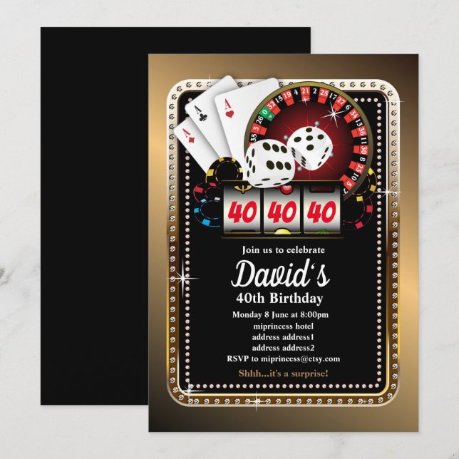 Tarjeta de juego de póquer, invitación al fiesta d (Anverso / Reverso)