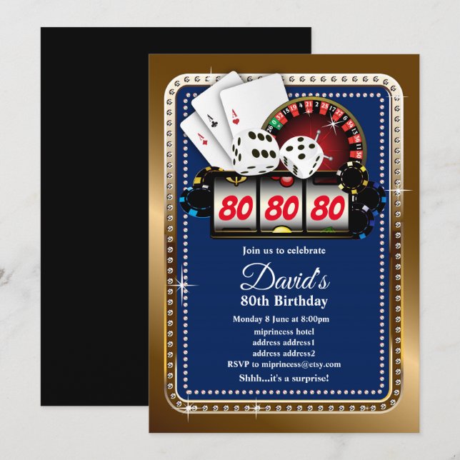 Tarjeta de juego de póquer, invitación al fiesta d (Anverso / Reverso)