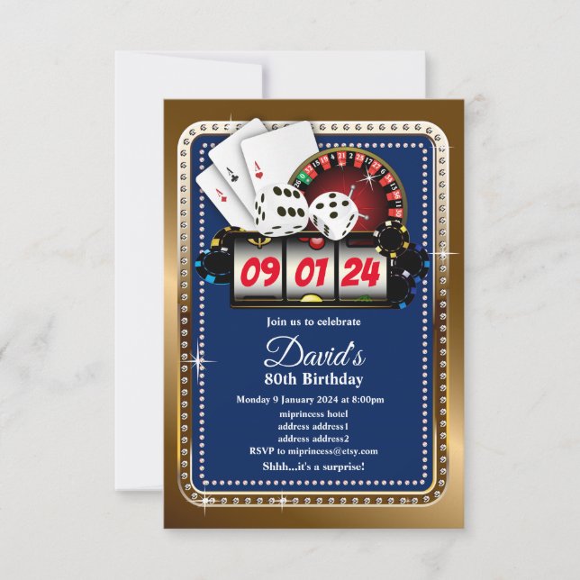 Tarjeta de juego de póquer, invitación al fiesta d (Anverso)