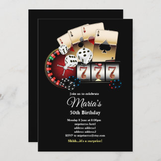 Tarjeta de juego de póquer, invitación al fiesta d