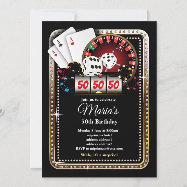Tarjeta de juego de póquer, invitación al fiesta d (Anverso)