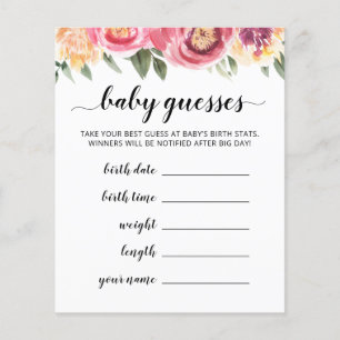 Tarjeta de juego de predicción de bebé Adivina Beb