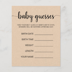 Tarjeta de juego de predicción de bebé Adivina Beb