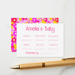 Tarjeta de juego de predicción de bebé rosa rosa f