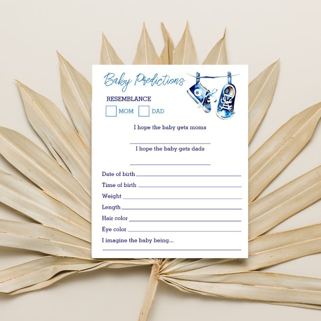Tarjeta de juego de predicción y consejo para bebé (Baby predictions and advice for parents card baby shower games it's a boy baby shower games)