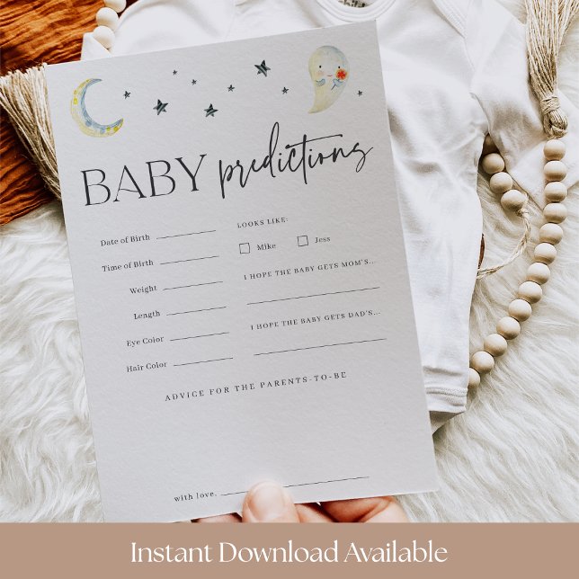 Tarjeta de juego de predicciones Baby Shower Ghost (Subido por el creador)