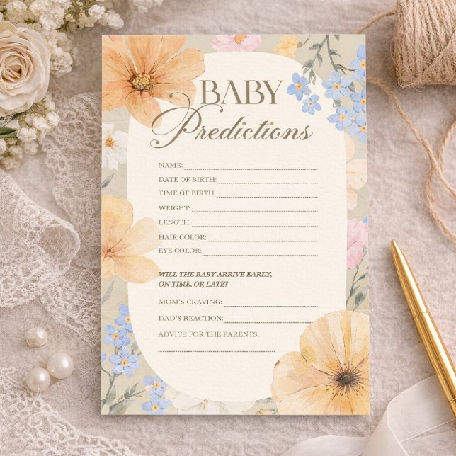 Tarjeta de Juego de Predicciones de Bebé Floral, B (Subido por el creador)