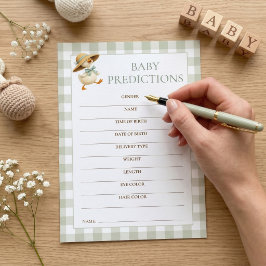 Tarjeta de juego de predicciones de Gingham de gan