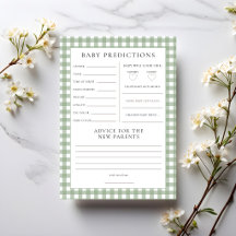 Tarjeta de juego de predicciones de Sage Gingham p