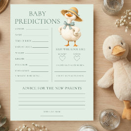 Tarjeta de juego de predicciones para baby shower 