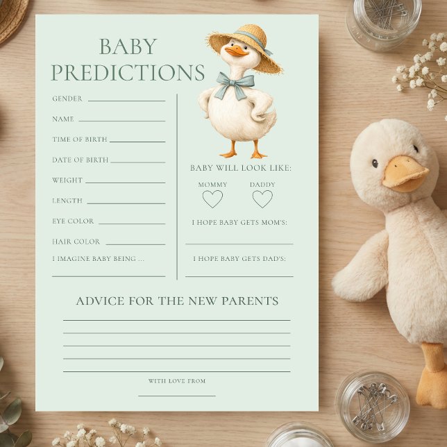 Tarjeta de juego de predicciones para baby shower  (Subido por el creador)