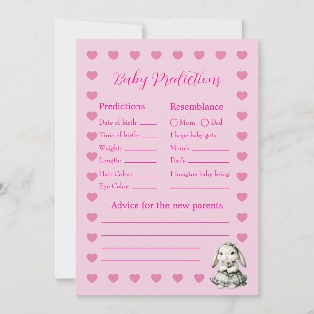 Tarjeta de Juego de Predicciones para la Fiesta de (Anverso)